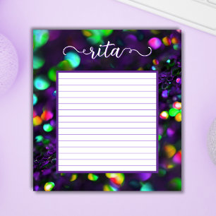 Dark Purple Sparkling Lined Personalised Notepad