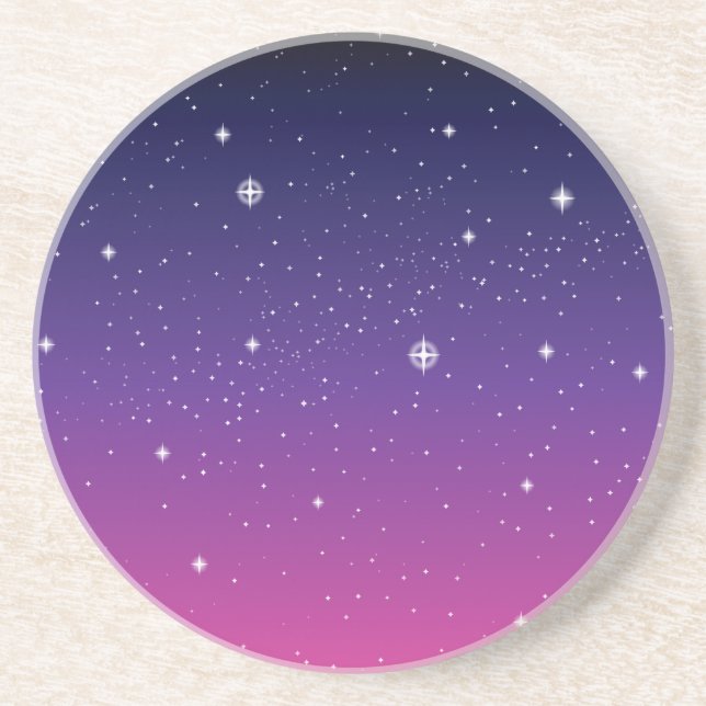 Dark Purple Starry Night Sky Coaster (Front)