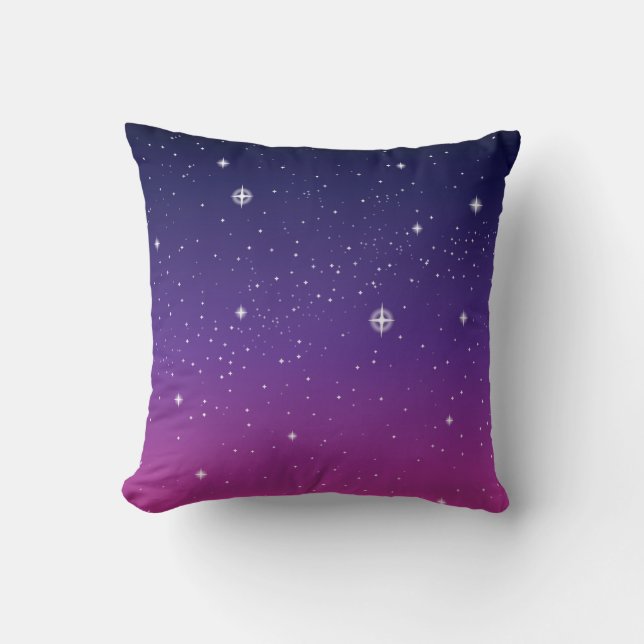Dark Purple Starry Night Sky Cushion (Front)