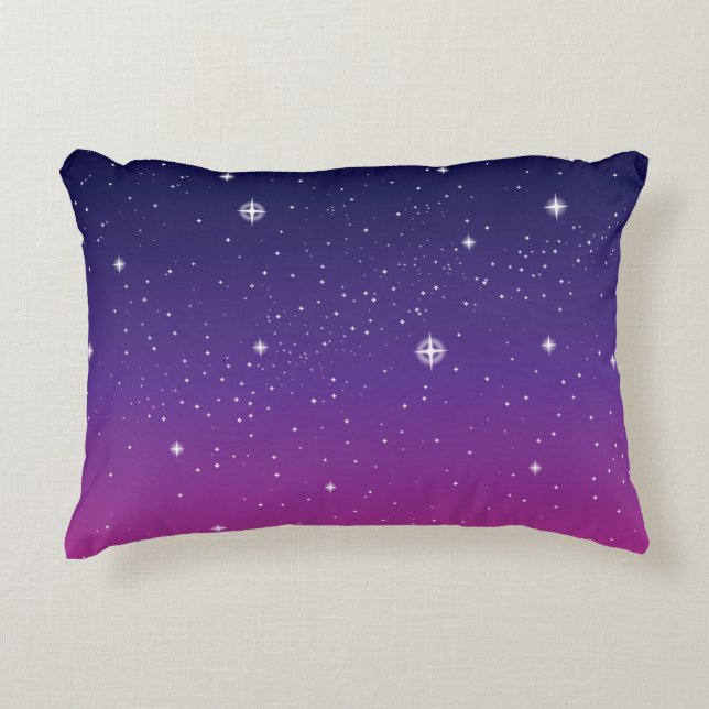 Dark Purple Starry Night Sky Decorative Cushion (Front)