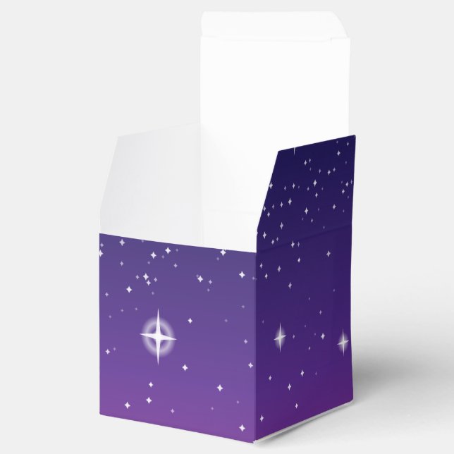 Dark Purple Starry Night Sky Favour Box (Opened)