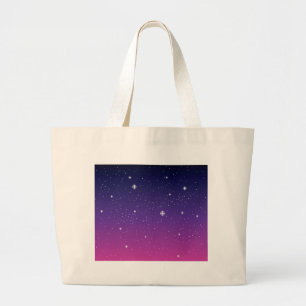 Dark Purple Starry Night Sky Large Tote Bag