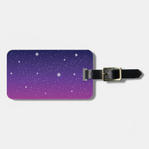 Dark Purple Starry Night Sky Luggage Tag