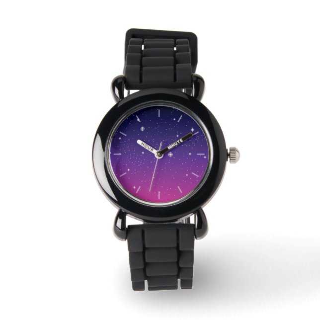 Dark Purple Starry Night Sky Watch (Front)