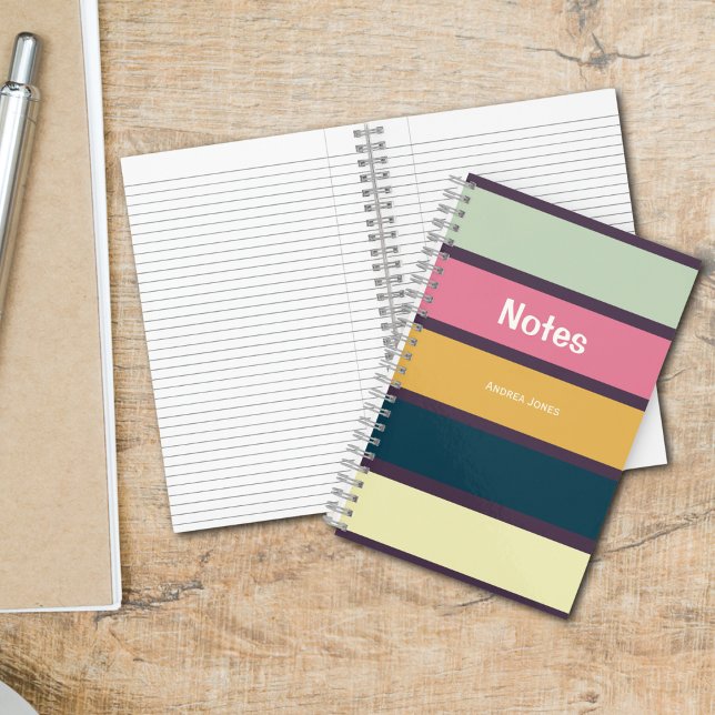 Dark Purple Striped Monogrammed Full Name Notes Notebook (Creator Uploaded)