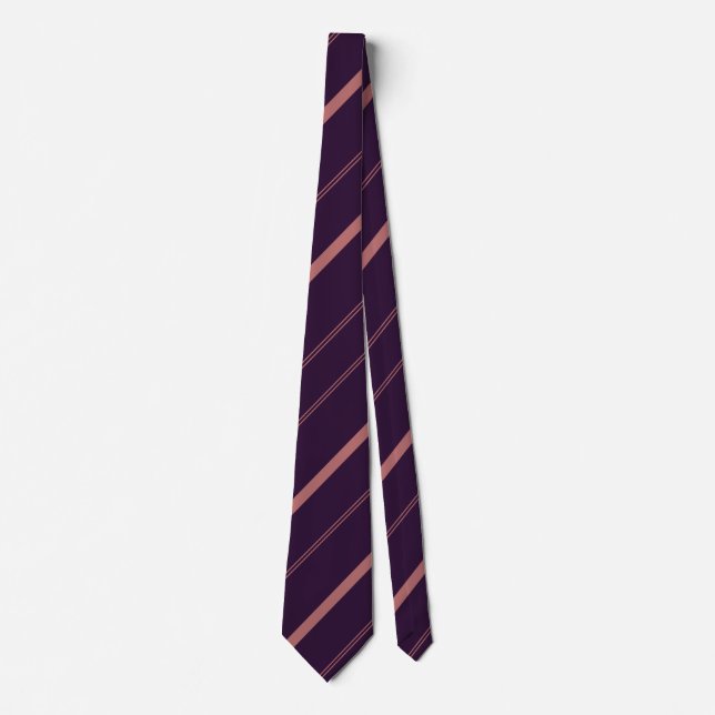  Dark Purple Stylish Diagonal Lines Striped Tie (Front)