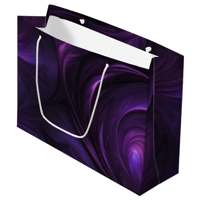 Dark Purple Swirl Design Large Gift Bag (Front Angled)