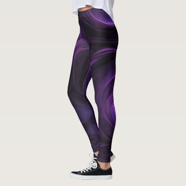 Dark Purple Swirl Design Leggings (Left)