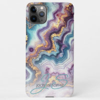 Dark Purple Teal Blue Gold Marble Art Pattern