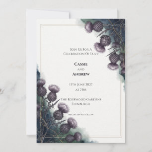Dark Purple Thistle Wedding Invitation