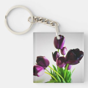 Dark Purple Tulips Key Ring