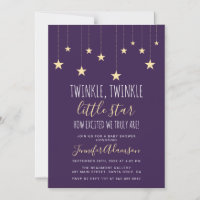 Dark Purple Twinkle Little Star Baby Shower