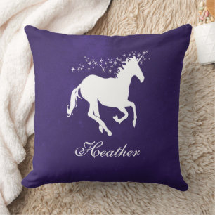 Dark Purple Unicorn Personalised Throw Pillow