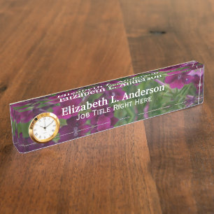 Dark Purple Verbena Desk Nameplate