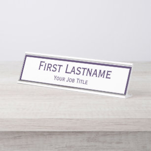 Dark Purple Violet Custom Name Desk Name Plate
