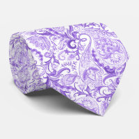 Dark Purple Violet White Floral Paisley Pattern
