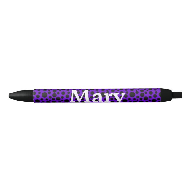 Dark Purple w/Black Circles Black Ink Pen (Front)