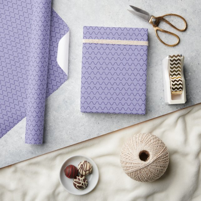 Dark Purple Wavy Dotted Lines on Lavender Wrapping Paper (Crafts)