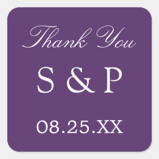 Dark Purple Wedding Favour Thank You Sticker
