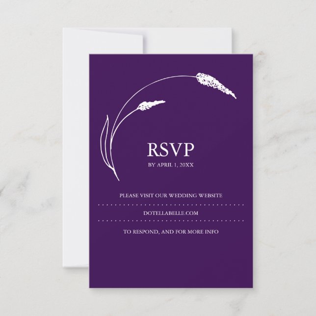 Dark Purple Wedding Theme RSVP Card (Front)