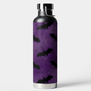 DARK PURPLE WITH BLACK HALLOWEEN BATS WATER BOTTLE