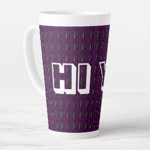 Dark purple with deep colours stripes latte mug