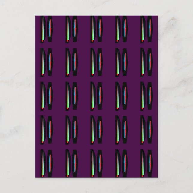 Dark purple with deep colours stripes postcard (Front)