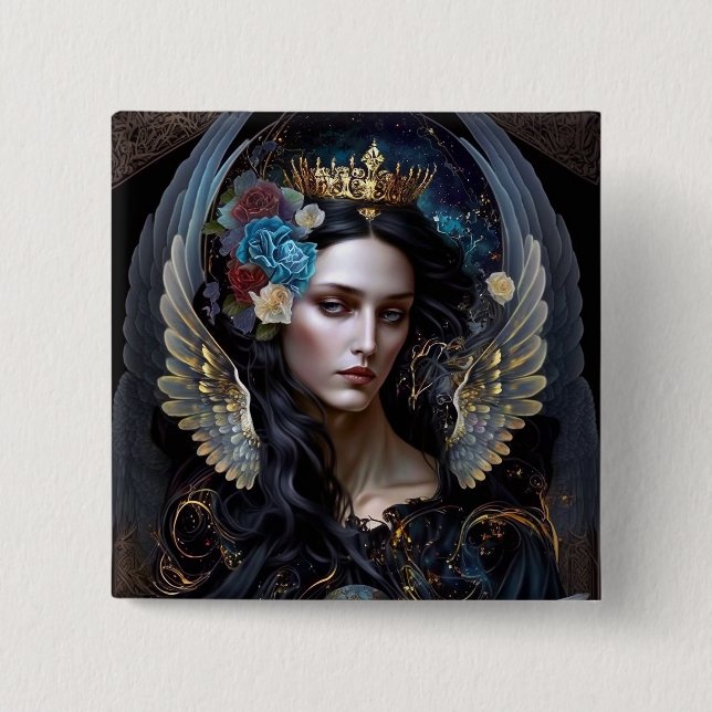 Dark Queen Angel Fantasy Art 15 Cm Square Badge (Front)