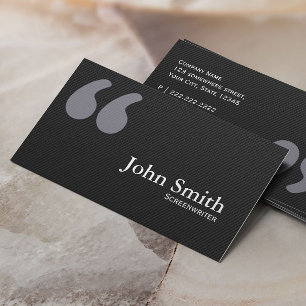 Dark Quote Marks Screenwriter Business Card