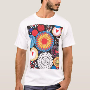 Dark Radiance: Bright Circular Pattern T-Shirt
