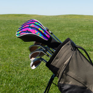 Dark Rainbow Glitch Bars Golf Head Cover