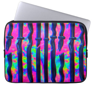 Dark Rainbow Glitch Bars Laptop Sleeve