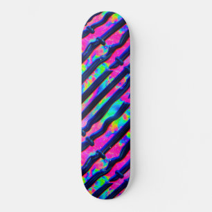 Dark Rainbow Glitch Bars Skateboard
