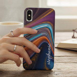 Dark Rainbow Gold Marble Name Case-Mate iPhone Case