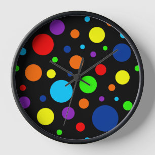 Dark Rainbow Spots Clock