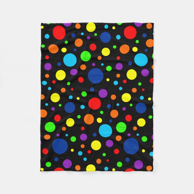 Dark Rainbow Spots Fleece Blanket (Front)