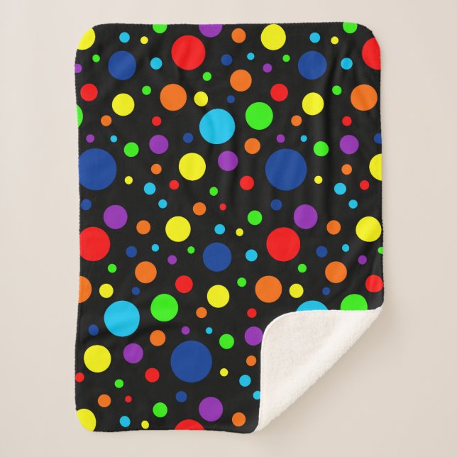 Dark Rainbow Spots Sherpa Blanket (Front)