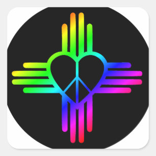 Dark Rainbow Zia Peace Square Sticker