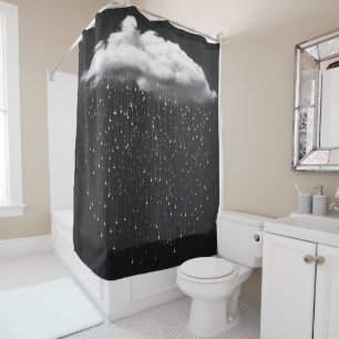 Dark rainy cloud shower curtain