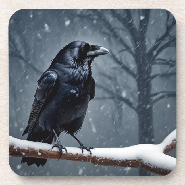 Dark Raven Black Bird Coaster (Front)