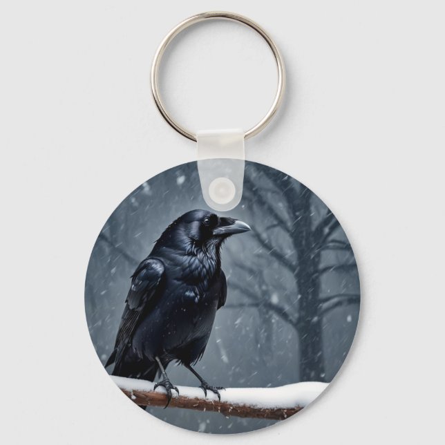 Dark Raven Black Bird Key Ring (Front)