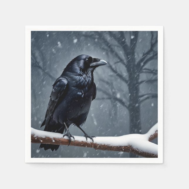 Dark Raven Black Bird Napkin (Front)