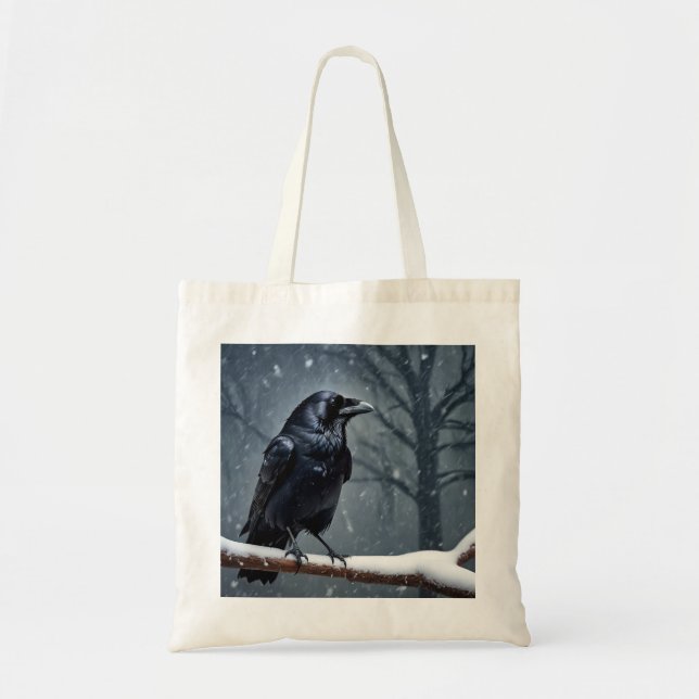 Dark Raven Black Bird Tote Bag (Front)