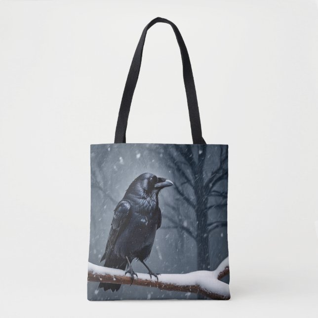 Dark Raven Black Bird Tote Bag (Front)