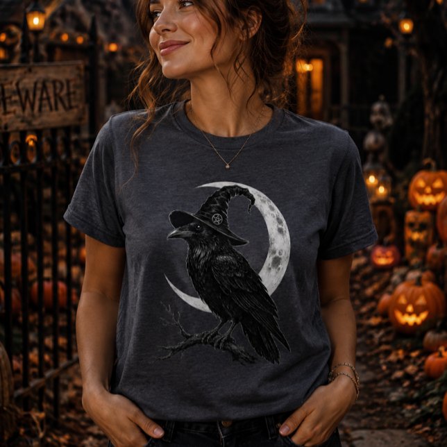 Dark Raven Halloween Moon Gothic T-Shirt (Creator Uploaded)