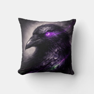 Dark Raven – Purple Glow Eye Gothic Decor Cushion