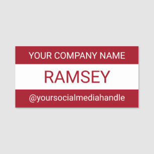 Dark Red 3 inch Name Tag Pin Professional Unique