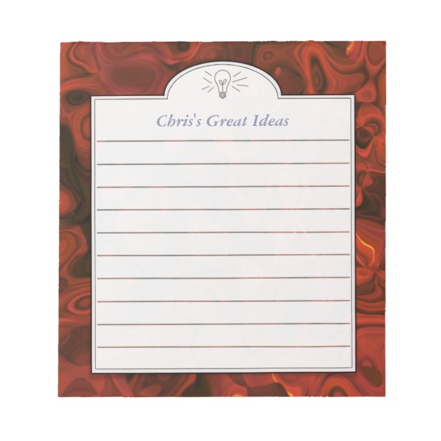 Dark Red Abstract Art Custom Idea List Notepad (Front)