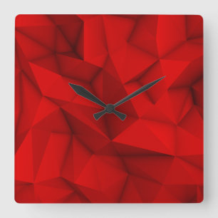 Dark Red Abstract Futuristic Cool Background Graph Square Wall Clock