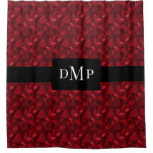 Dark Red Abstract Leaf Pattern Monogrammed